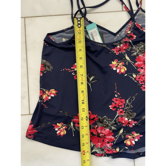 PaperMoon Petite Basins Cross back Navy Floral Swing Tank New With Tags Sz Small - Picture 7 of 9